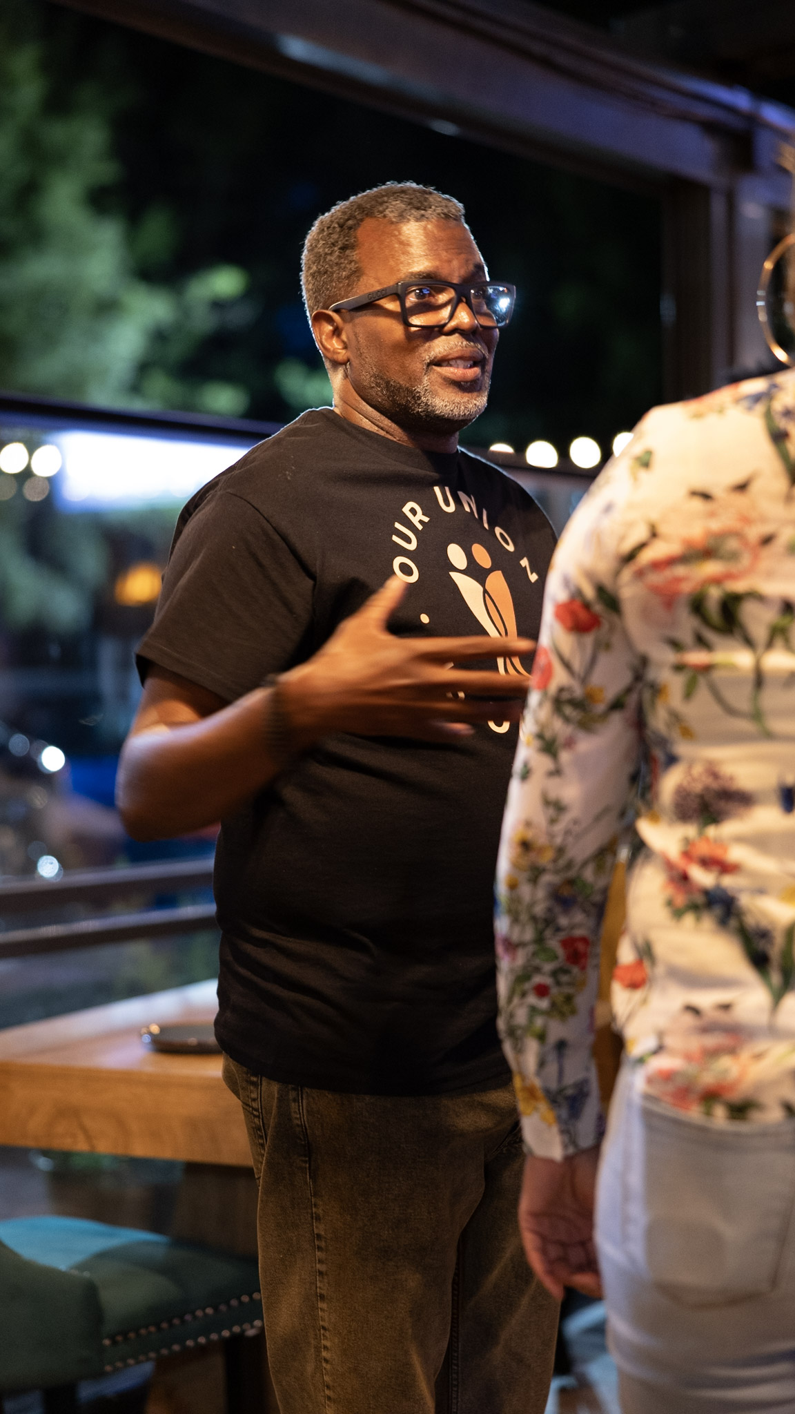 Eddie speaking and engaging in conversation